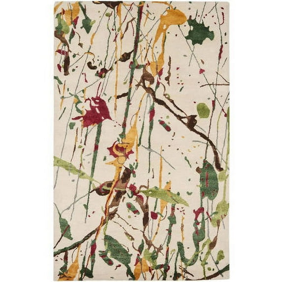 SAFAVIEH Soho Agnes Abstract Wool Area Rug, Ivory/Multi, 8'3" x 11'