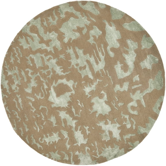 SAFAVIEH Soho Albus Geometric Area Rug, Taupe/Light Blue, 6' x 6' Round