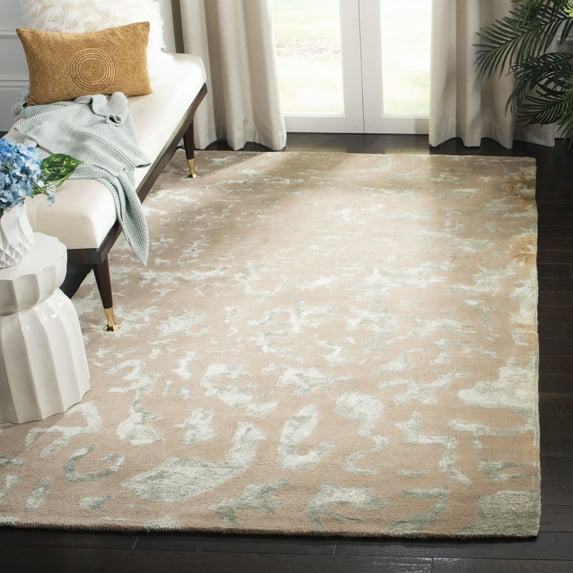 SAFAVIEH Soho Albus Abstract Wool Area Rug, Taupe/Light Blue, 6' x 6' Square