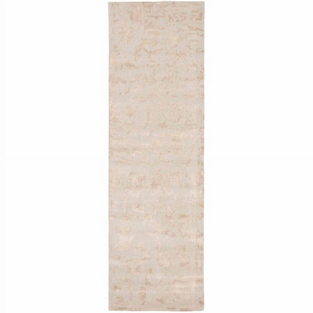 Ivory and Beige Hand-Tufted Wool and Viscose Runner Rug