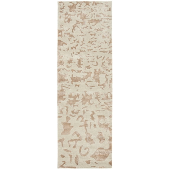SAFAVIEH Soho Albus Abstract Wool Runner Rug, Ivory, 2'6" x 12'