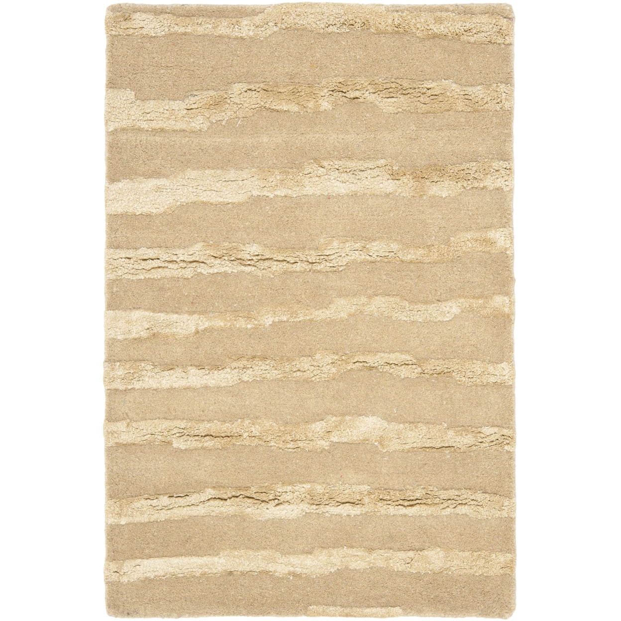 Beige and Gold 9' x 12' Tufted Wool and Viscose Rug
