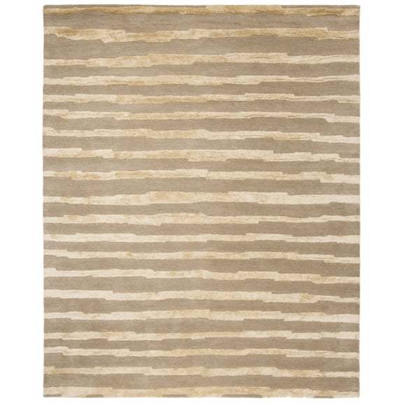 SAFAVIEH Soho Alec Striped Wool Area Rug, Beige/Gold, 8' x 8' Square