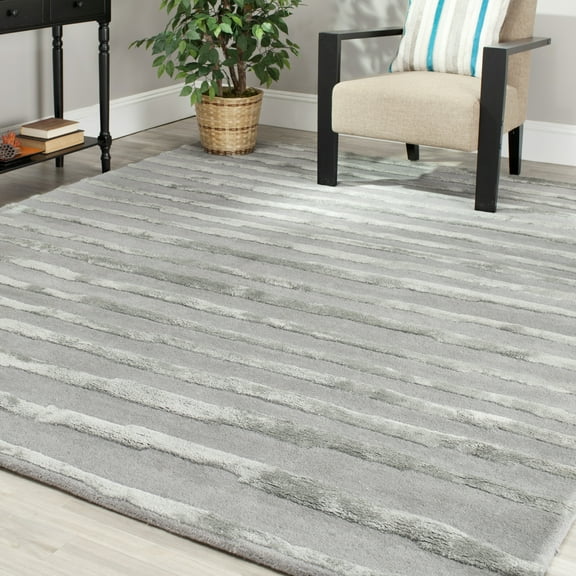 SAFAVIEH Soho Alec Striped Wool Area Rug, Grey, 11' x 15'