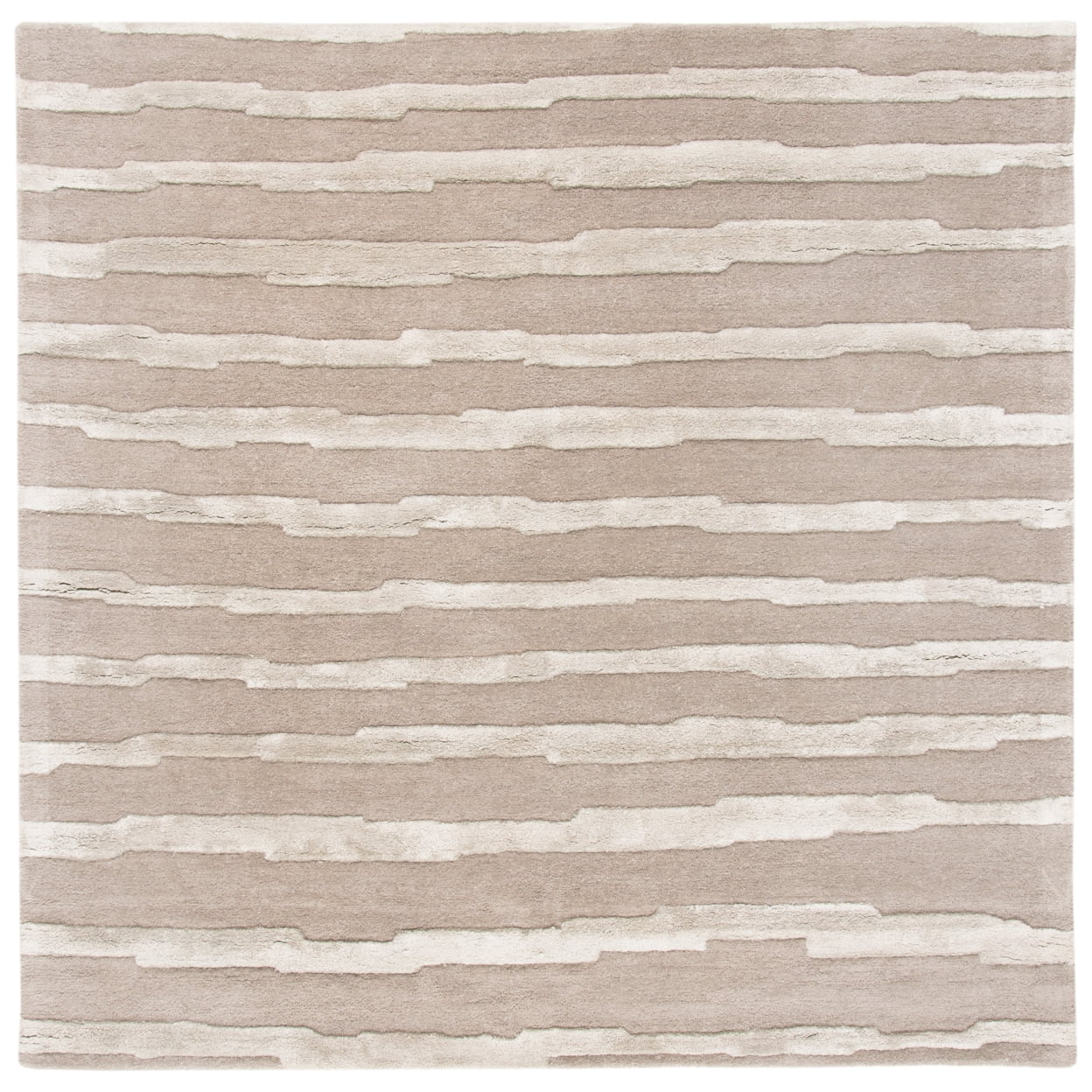 SAFAVIEH Soho Alec Striped Wool Area Rug, Grey, 8' x 8' Square