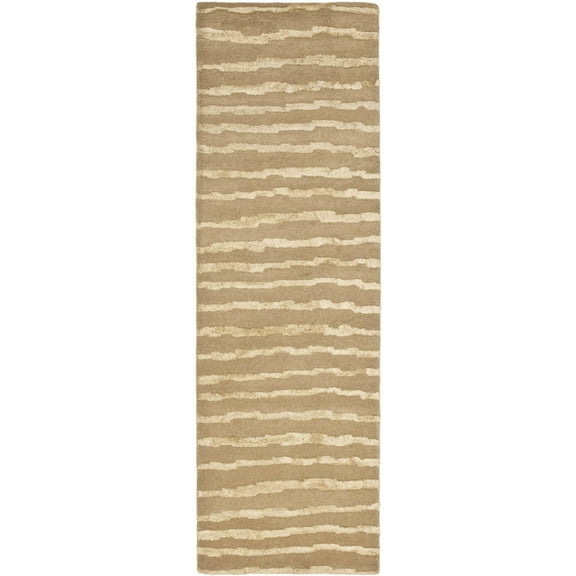 SAFAVIEH Soho Alec Striped Wool Runner Rug, Beige/Gold, 2'6" x 10'