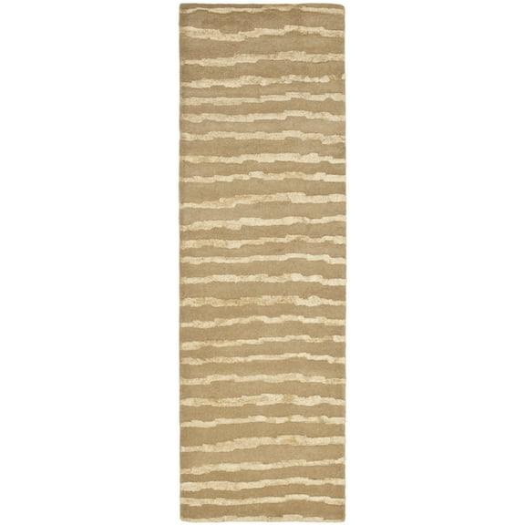 SAFAVIEH Soho Alec Striped Wool Runner Rug, Beige/Gold, 2'6" x 12'