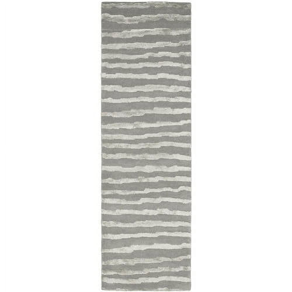 Hand-Tufted SoHo Elegance Runner Rug, Gray Wool-Viscose Blend, 30x14