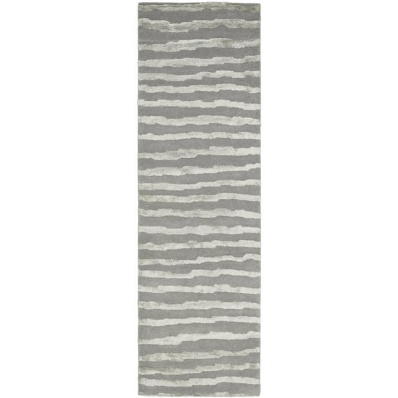 SAFAVIEH Soho Alec Striped Wool Runner Rug, Grey, 2'6" x 8'