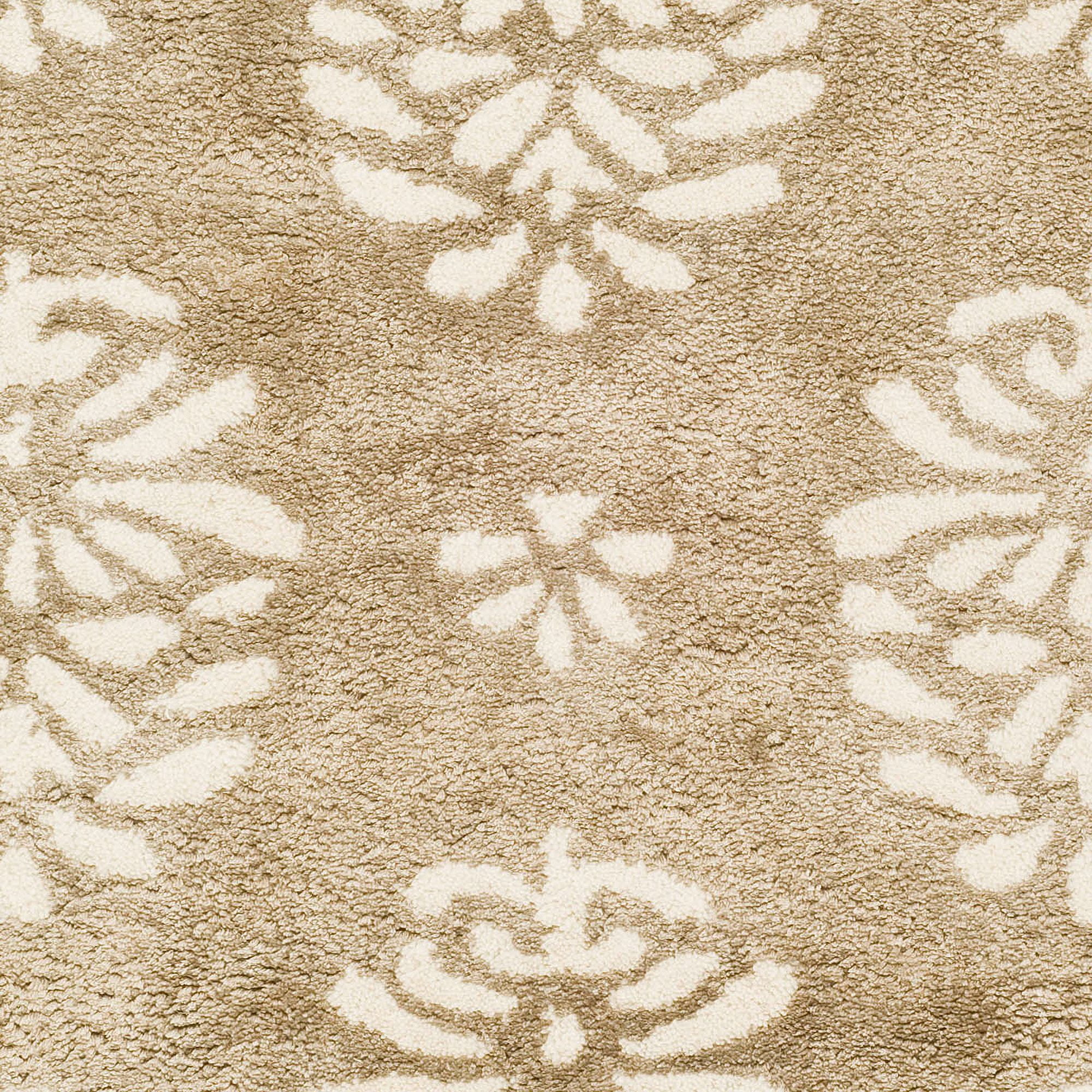 Ivory Elegance 24" Round Hand-Tufted Wool-Viscose Pouf