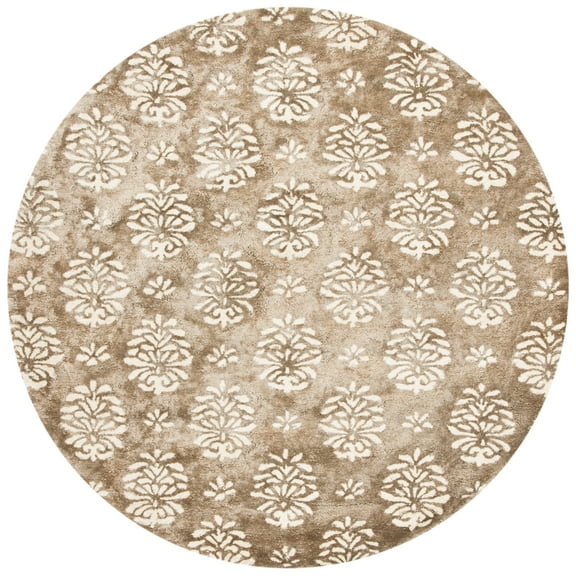 SAFAVIEH Soho Alicia Floral Wool Area Rug, Beige/Ivory, 6' x 6' Round