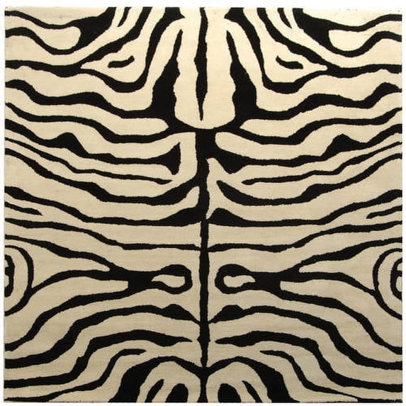 SAFAVIEH Soho Allyse Striped Wool Area Rug, Black/White, 8' x 8' Square