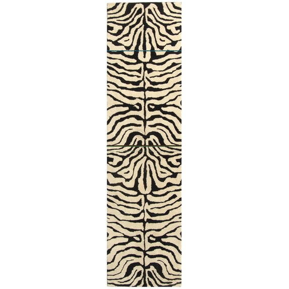 SAFAVIEH Soho Allyse Striped Wool Runner Rug, Black/White, 2'6" x 12'