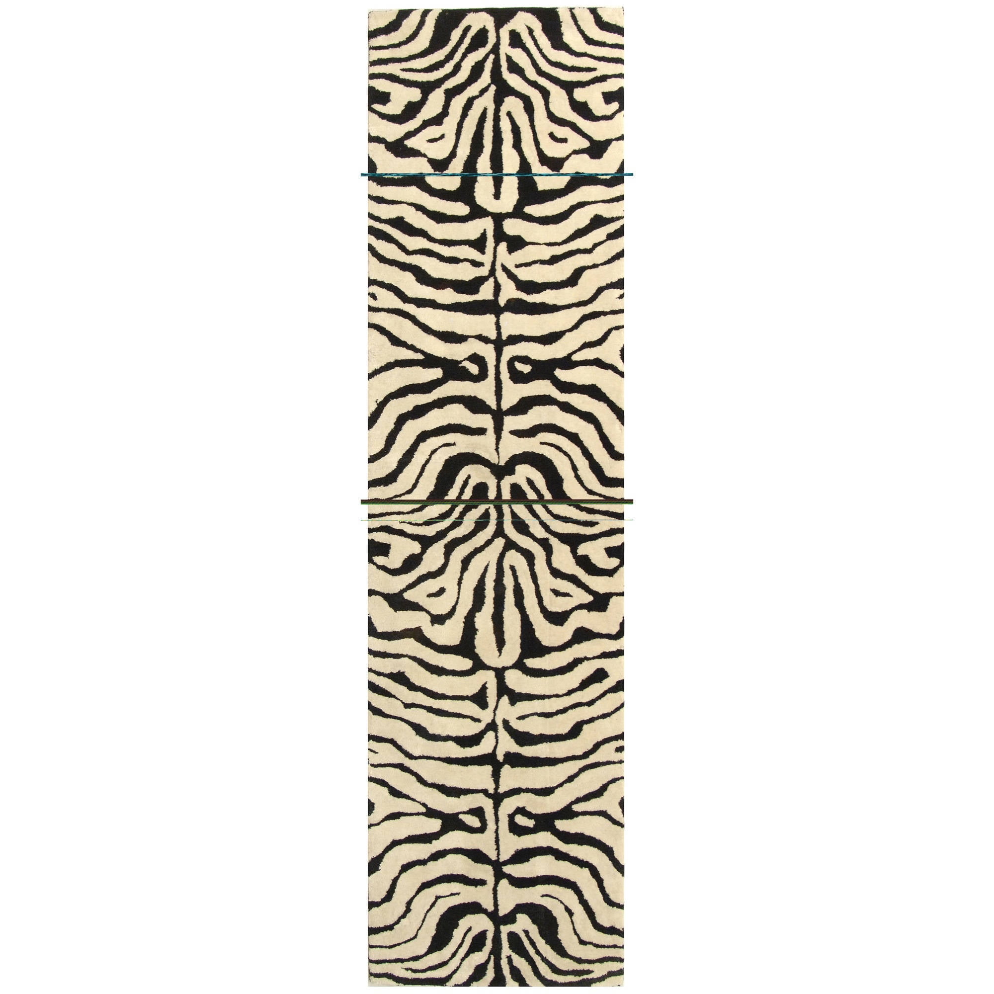 Black and White Wool Tufted Zebra Runner Rug