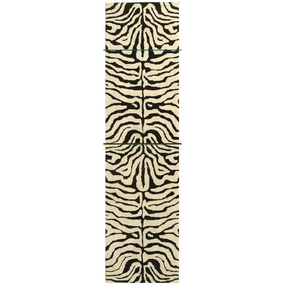 SAFAVIEH Soho Allyse Striped Wool Runner Rug, Black/White, 2'6" x 8'