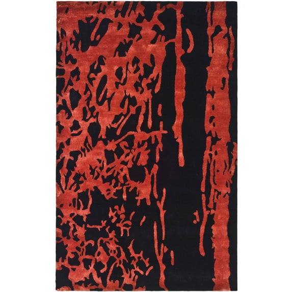 SAFAVIEH Soho Alura Abstract Wool Area Rug, Black/Red, 7'6" x 9'6"