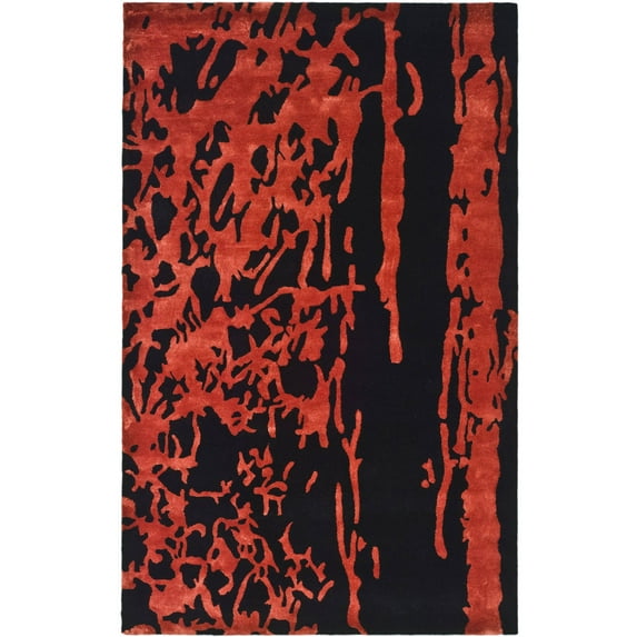 SAFAVIEH Soho Alura Abstract Wool Area Rug, Black/Red, 8'3" x 11'