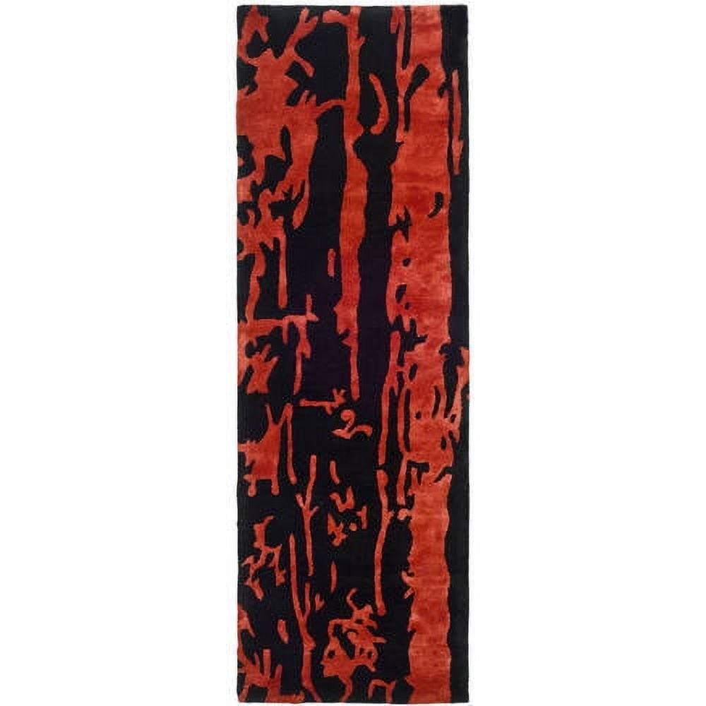 Soho Black and Red Wool Runner Rug