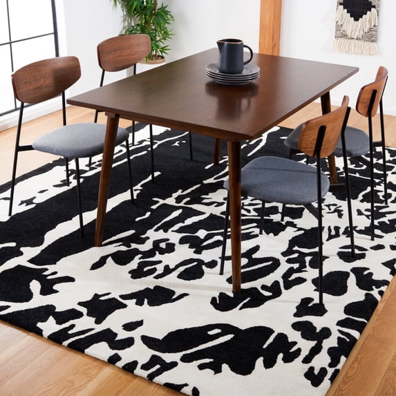 SAFAVIEH Soho Alura Abstract Wool Runner Rug, Black/White, 2'6" x 12'