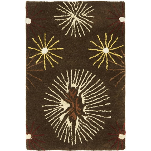 SAFAVIEH Soho Amory Fire Works Wool Area Rug, Brown/Multi, 2' x 3'