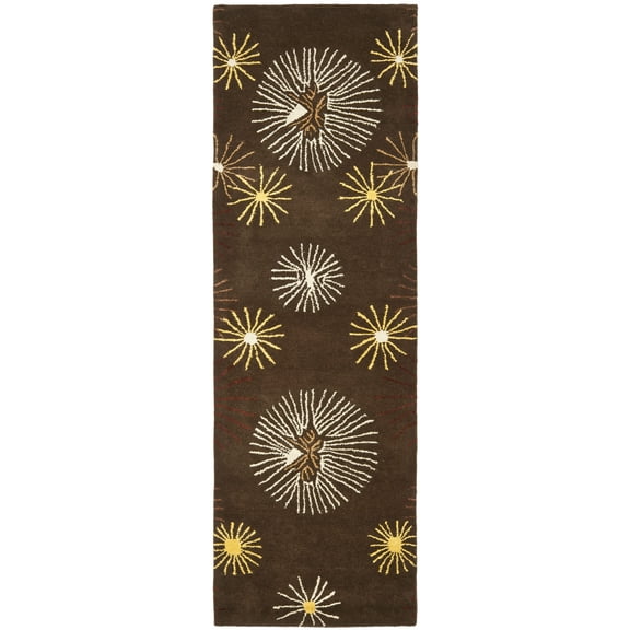 SAFAVIEH Soho Amory Fire Works Wool Runner Rug, Brown/Multi, 2'6" x 12'