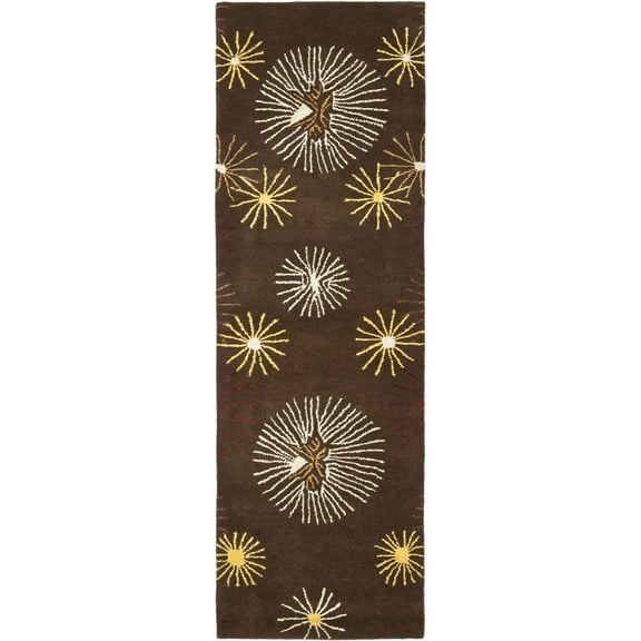 SAFAVIEH Soho Amory Fire Works Wool Runner Rug, Brown/Multi, 2'6" x 8'