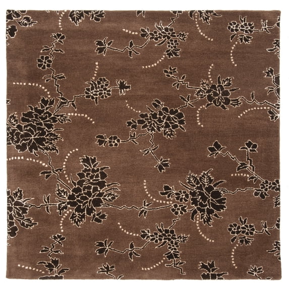 SAFAVIEH Soho Anabel Floral Wool Area Rug, Brown, 6' x 6' Square