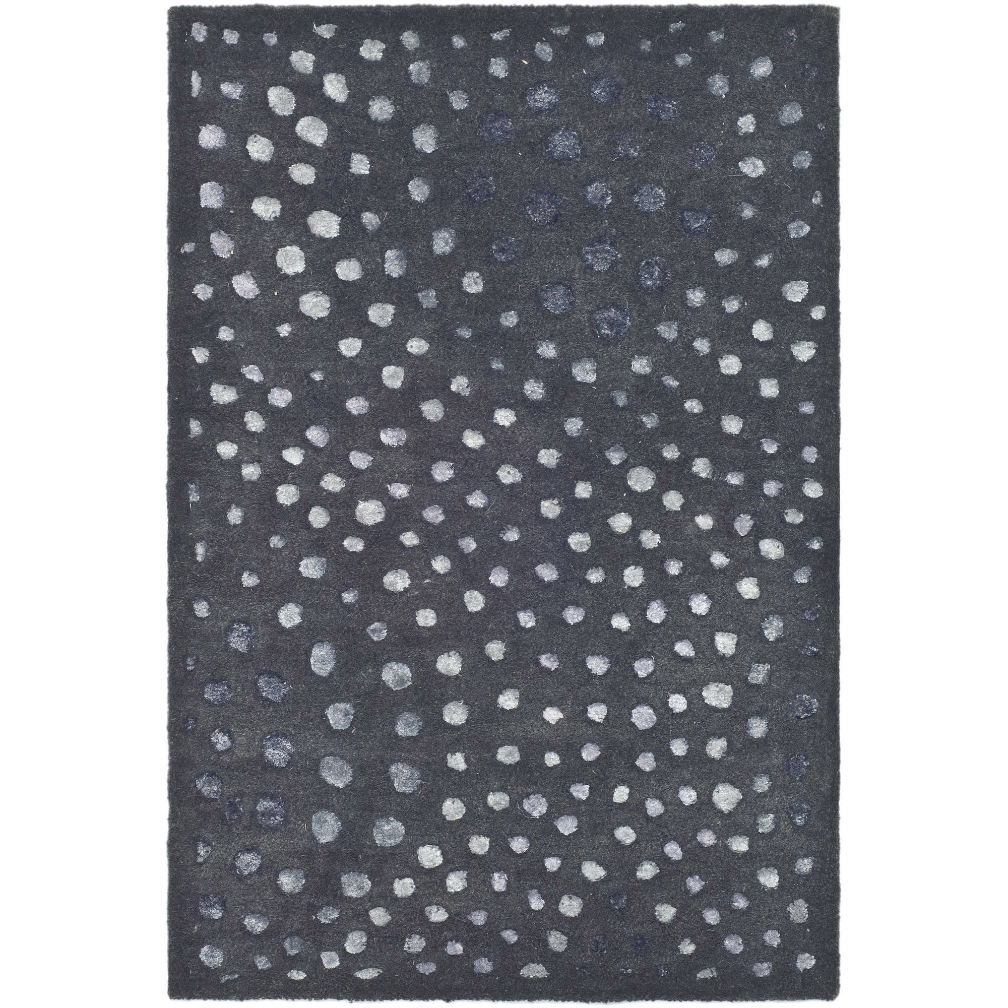 Dark Grey 2' x 3' Tufted Wool and Viscose Area Rug