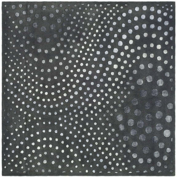 SAFAVIEH Soho Andrew Polka Dots Wool Area Rug, Dark Grey, 6' x 6' Square