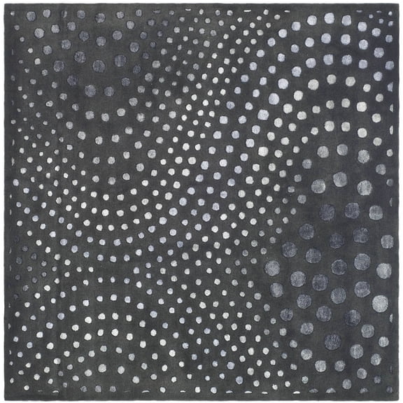 SAFAVIEH Soho Andrew Polka Dots Wool Area Rug, Dark Grey, 8' x 8' Square