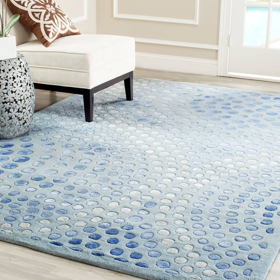 SAFAVIEH Soho Andrew Polka Dots Wool Area Rug, Light Blue, 8'3" x 11'