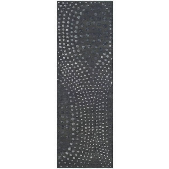 SAFAVIEH Soho Andrew Polka Dots Wool Runner Rug, Dark Grey, 2'6" x 6'