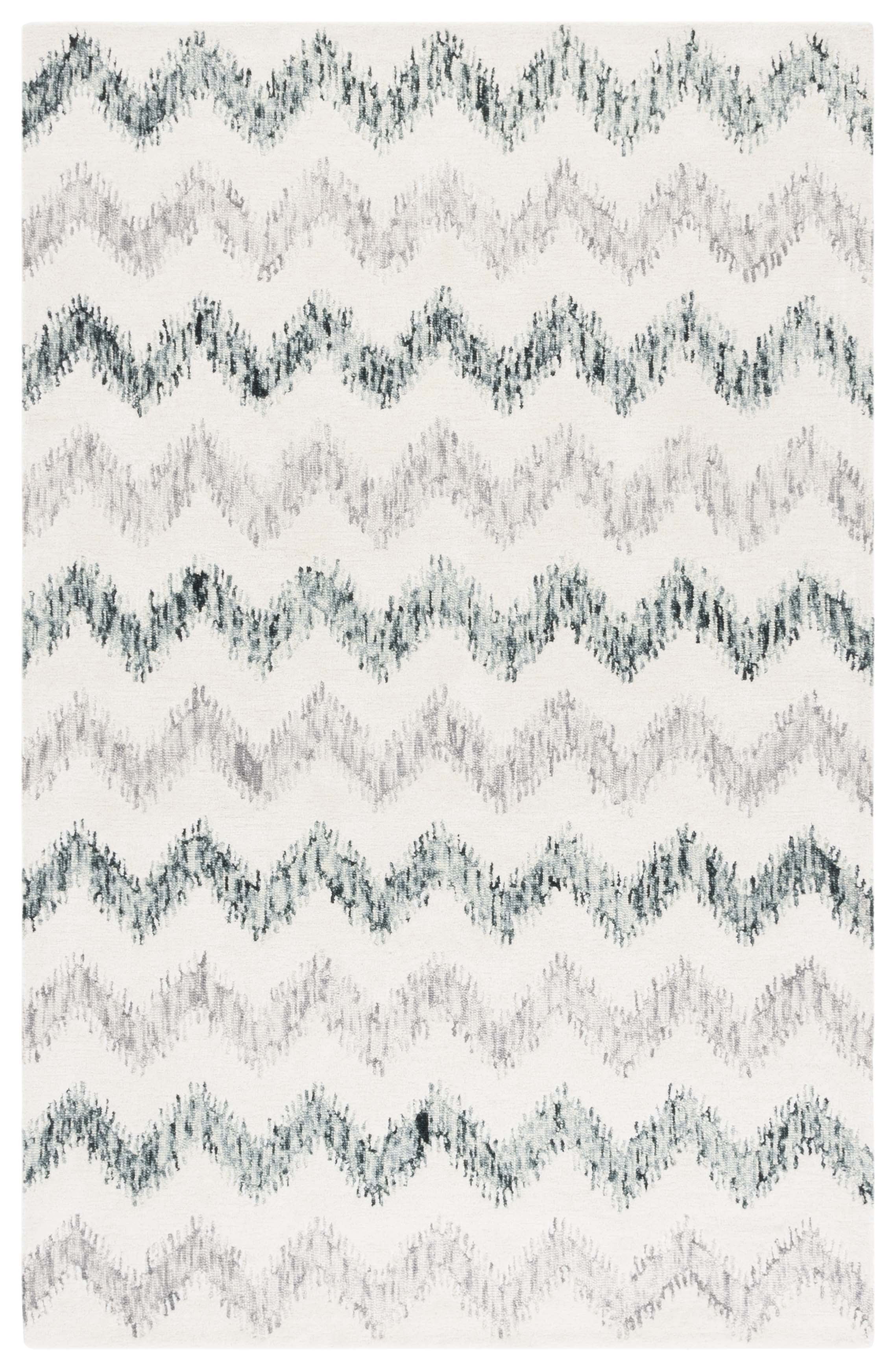 SAFAVIEH Soho Angela Zig-Zag Area Rug, Ivory/Gray, 6' x 9'
