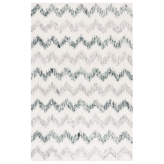 SAFAVIEH Soho Angela Zig-Zag Area Rug, Ivory/Gray, 6' x 9'