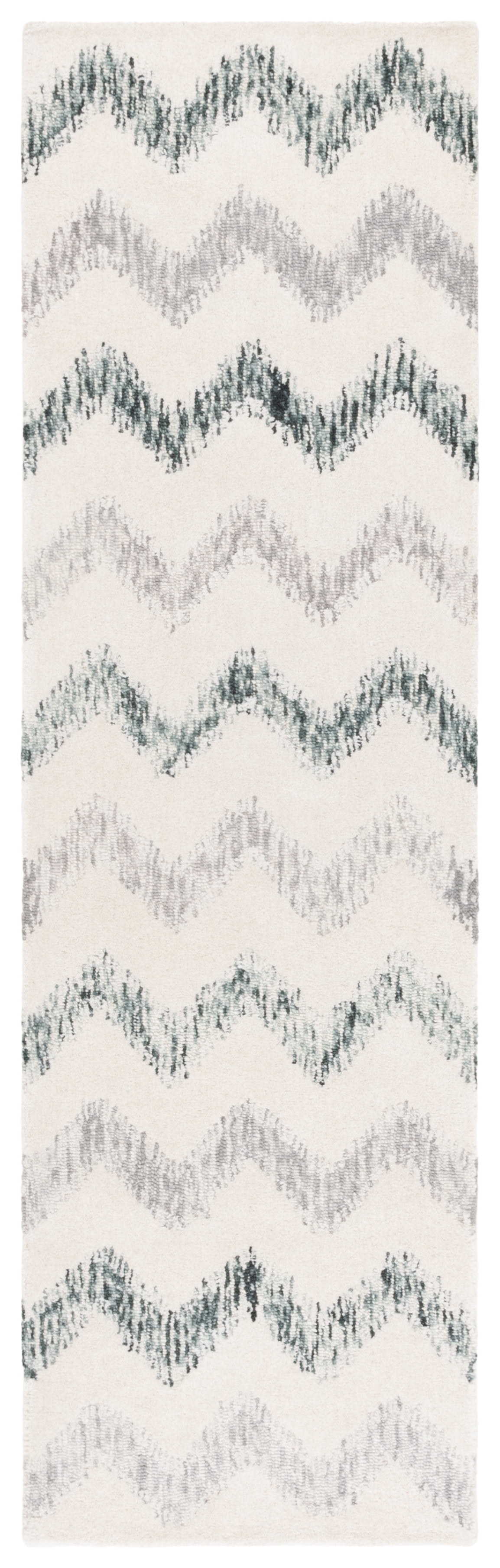 SAFAVIEH Soho Angela Zig-Zag Runner Rug, Ivory/Gray, 2'3" x 8'