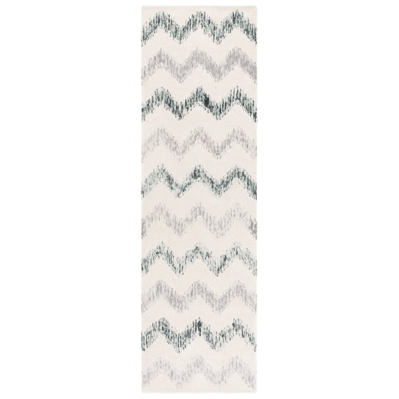SAFAVIEH Soho Angela Zig-Zag Runner Rug, Ivory/Gray, 2'3" x 8'