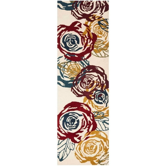 SAFAVIEH Soho Angelica Floral Wool Runner Rug, Ivory/Multi, 2'6" x 8'