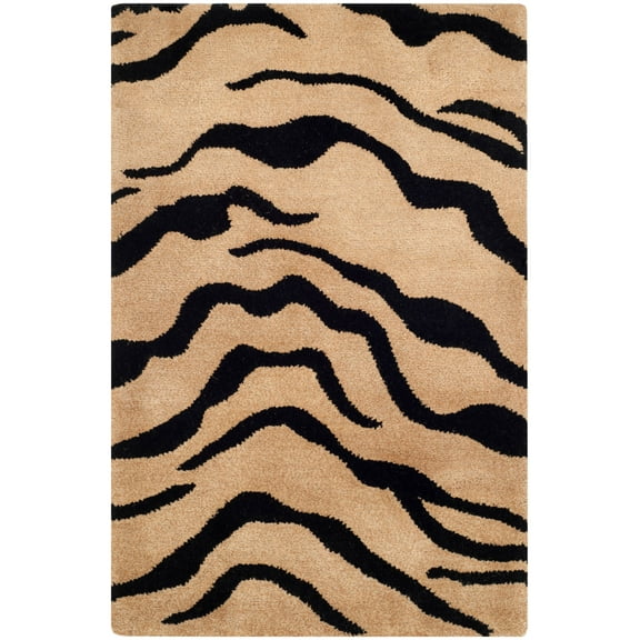 SAFAVIEH Soho Anson Animal Striped Wool Area Rug, Gold/Black, 2' x 3'