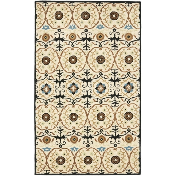 SAFAVIEH Soho Aphrodite Floral Wool Area Rug, Ivory/Multi, 5' x 8'