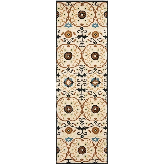 SAFAVIEH Soho Aphrodite Floral Wool Runner Rug, Ivory/Multi, 2'6" x 8'