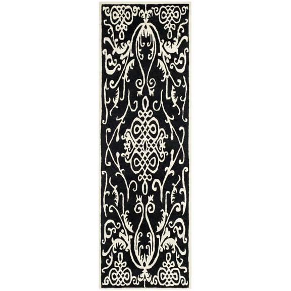 SAFAVIEH Soho Aras Abstract Runner Rug, Black/Ivory, 2'6" x 8'