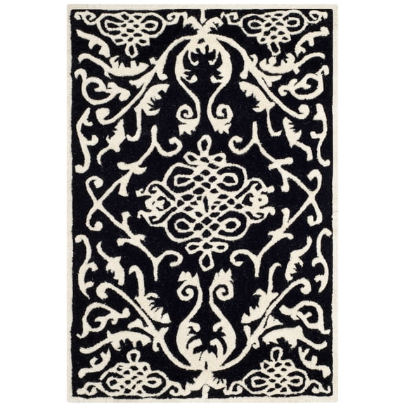 SAFAVIEH Soho Aras Abstract Wool Area Rug, Black/Ivory, 2' x 3'