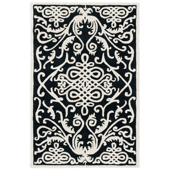 SAFAVIEH Soho Aras Abstract Wool Area Rug, Black/Ivory, 3'6" x 5'6"