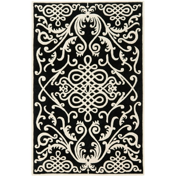 SAFAVIEH Soho Aras Abstract Wool Area Rug, Black/Ivory, 8'3" x 11'