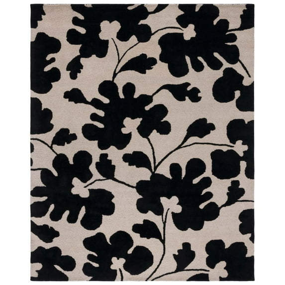SAFAVIEH Soho Aristotle Floral Wool Runner Rug, Beige/Black, 2'6" x 8'