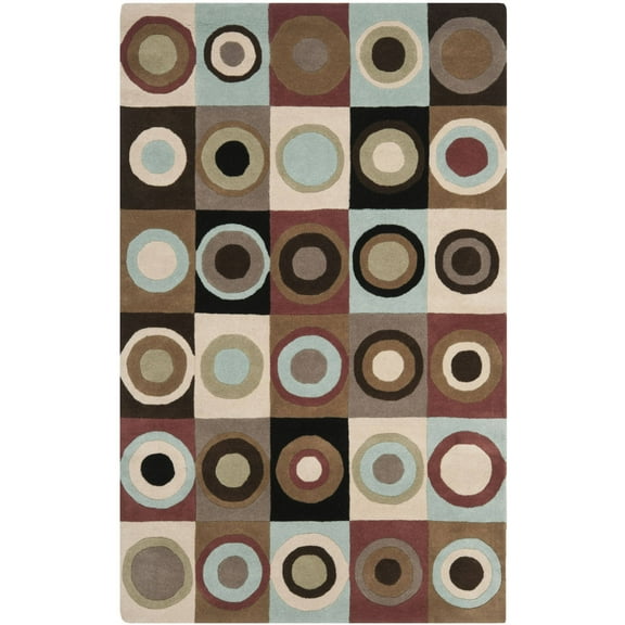 SAFAVIEH Soho Arla Geometric Circles Wool Area Rug, Multi, 5' x 8'
