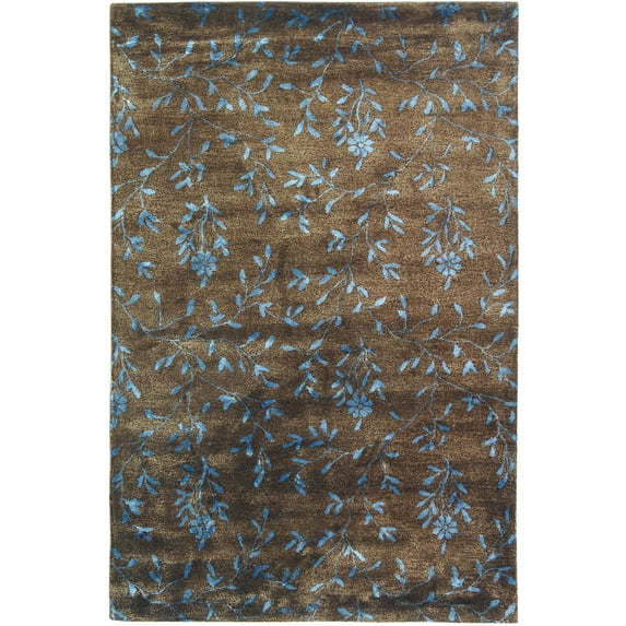 SAFAVIEH Soho Arthur Abstract Floral Wool Area Rug, Brown/Light Blue, 3'6" x 5'6"