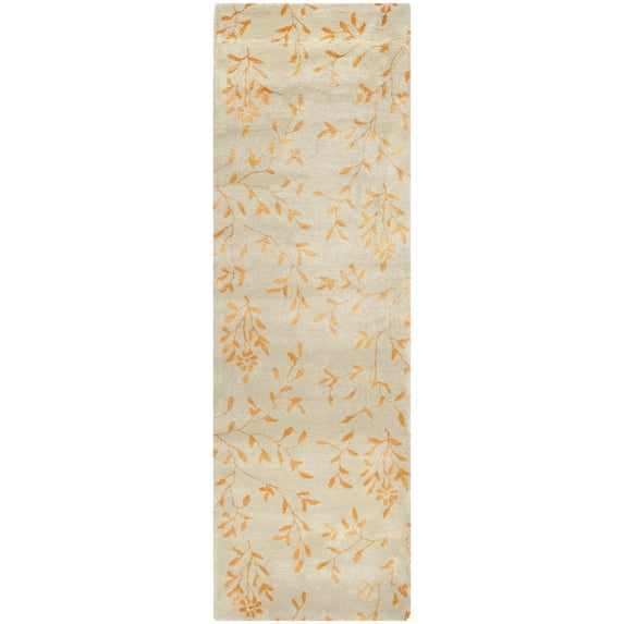 SAFAVIEH Soho Arthur Abstract Floral Wool Runner Rug, Light Green/Rust, 2'6" x 12'
