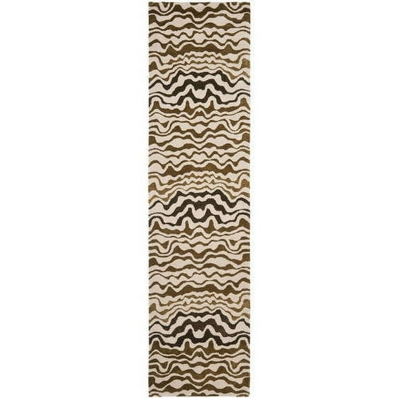 SAFAVIEH Soho Asa Geometric Wool Runner Rug, Beige/Brown, 2'6" x 12'