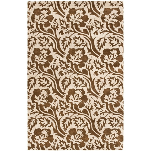 SAFAVIEH Soho Autumn Floral Wool Area Rug, Brown/Ivory, 3'6" x 5'6"